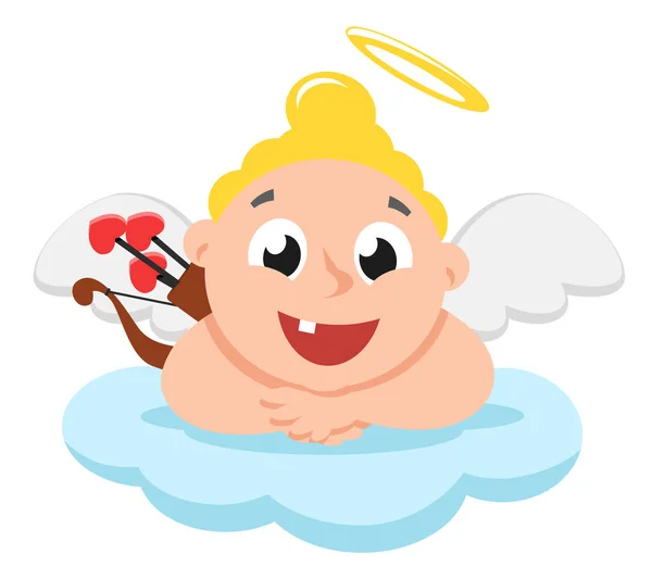 Cupid Lies Cloud Smiles Character White Background Valentines Day — Image vectorielle