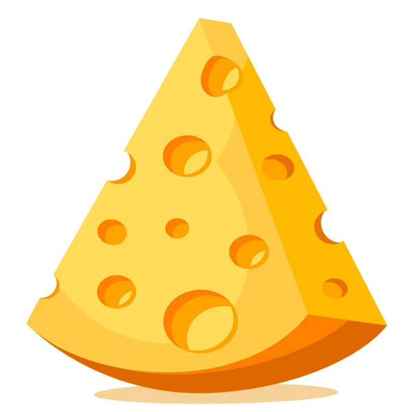 白い背景にチーズ三角形のクローズアップ — ストックベクタ