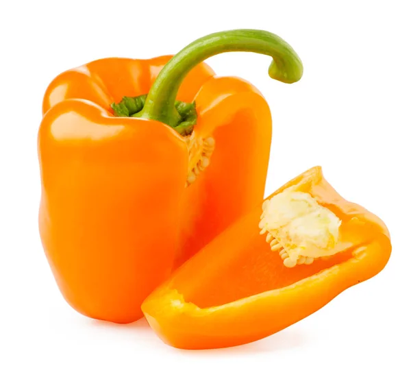 Orange Pepper Cut Piece Close White Background Isolated — Stock Photo, Image