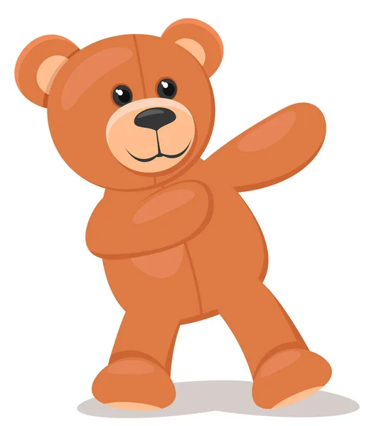 Teddybjörnen Står Och Visar Vit Bakgrund Mjuka Leksaker — Stock vektor