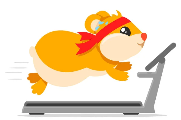 Hamster Runs Treadmill White Background Character — Stock vektor