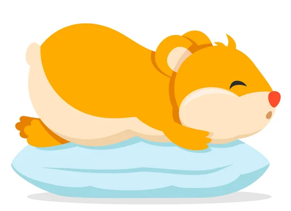 Hamster Sleeps Soft Pillow Close White Background Character — Vector de stock