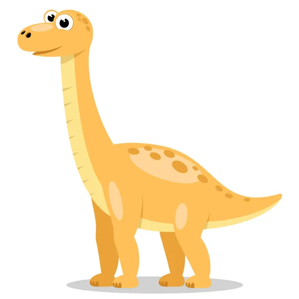 Dinosaur Long Neck Stands Smiles White Background Brachiosaurus — Stockvector