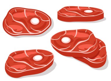 Meat steaks set close-up on a white background. Food