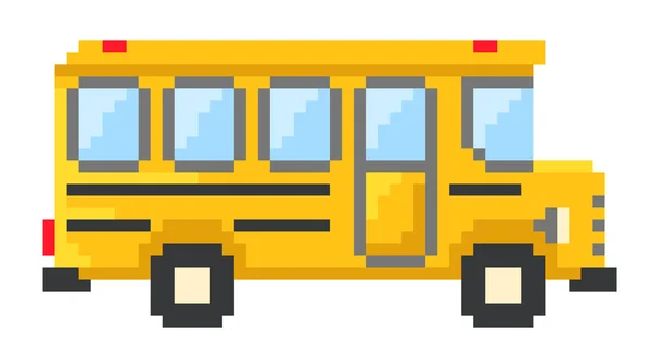 School Bus Painted Pixels White Background Back School — 스톡 벡터