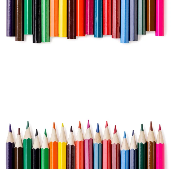 Colored Pencils White Background Place Text —  Fotos de Stock