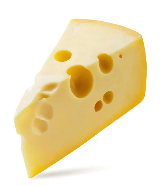 Maasdam Cheese Triangle Close White Background Isolated — Φωτογραφία Αρχείου