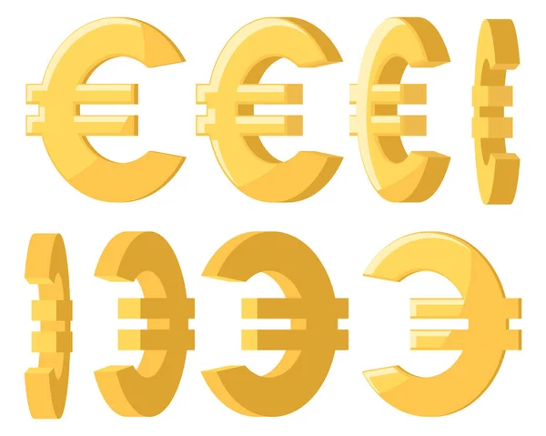 Euroteken Set Draaiende Close Een Witte Achtergrond — Stockvector