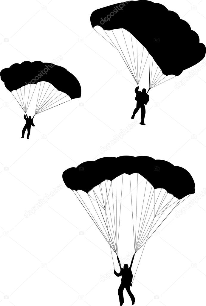 Silhouette of sky divers