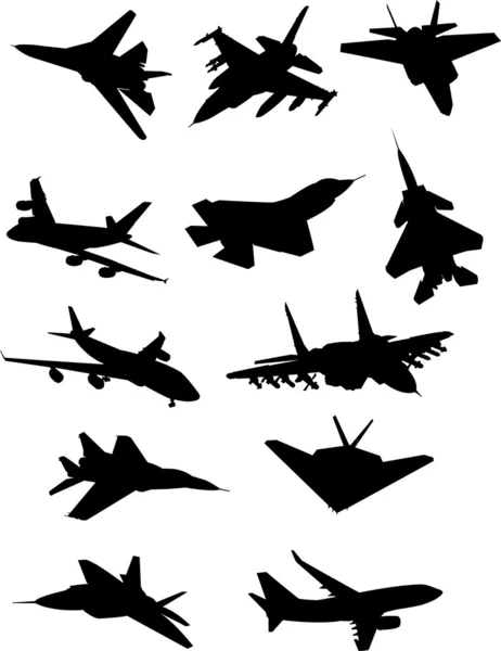 Silhouette von Flugzeugen — Stockvektor