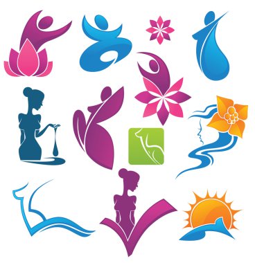 spa ve güzellik sembolleri vektör toplama