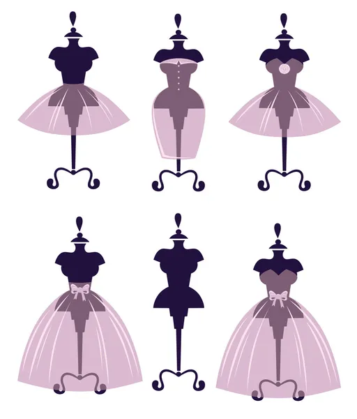 Vektor samling av bröllopsklänningar — Stock vektor