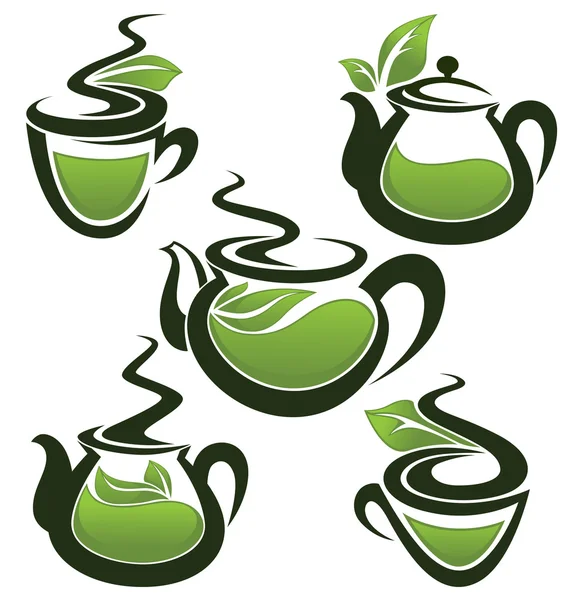 Té verde, colección vectorial de formas, símbolos e imágenes — Archivo Imágenes Vectoriales