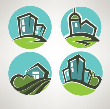 küçük köy, Bina ve manzara simgeleri