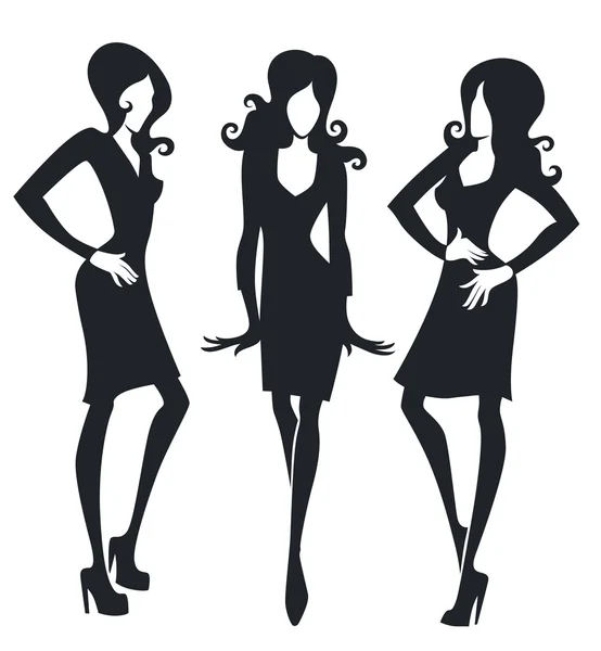 Vector collection of fashionable girls images — Stock Vector