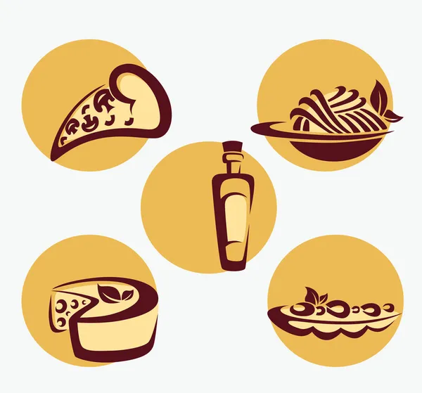 传统的意大利菜单，食品和饮料的矢量集合 — 图库矢量图片