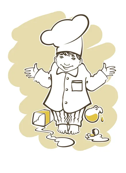 Image of little boy, who want to be a great chef — Stock Vector