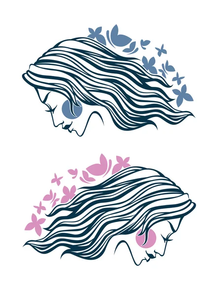 Colección vectorial de siluetas de chicas de primavera — Vector de stock