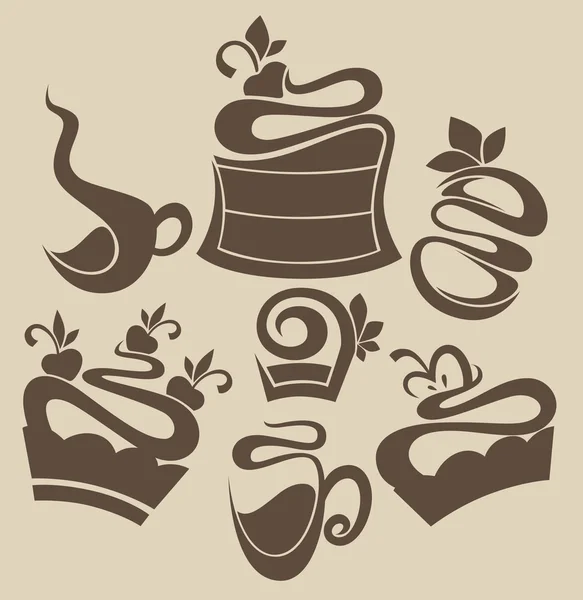 Векторная коллекция тортов и сладких напитков — стоковый вектор