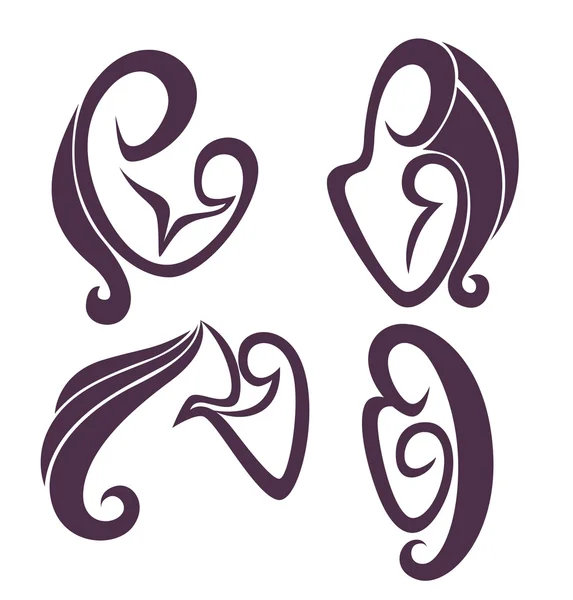 Mutterliebe und Mutterschaft, Vektor-Sammlung von Zeichen, Symbolen, — Stockvektor