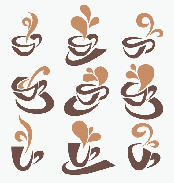 Vektor samling av kaffe och te koppar — Stock vektor