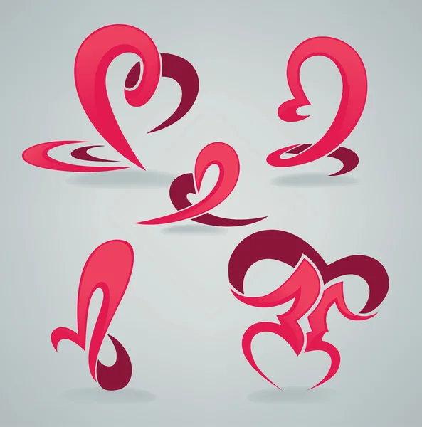 Collection vectorielle de symboles d'amour, coeurs et baiser — Image vectorielle