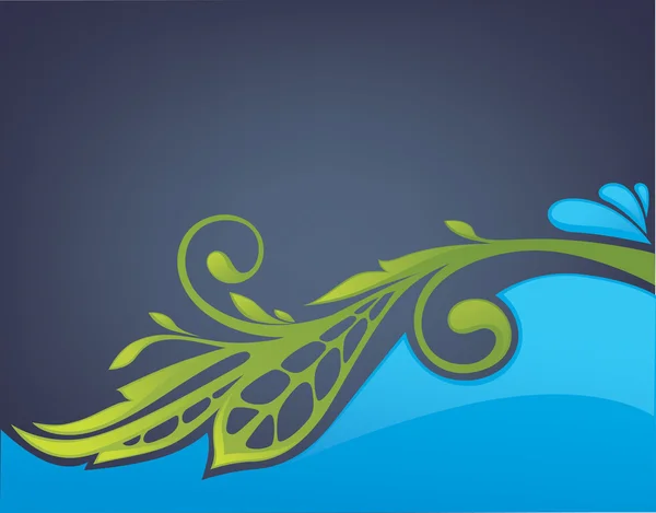 Brillant et brillant arrière-plan vectoriel avec l'image des feuilles et de la mer — Image vectorielle