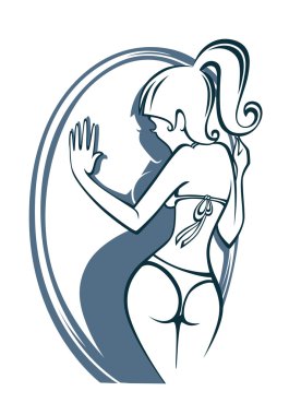 güzel kız ve ayna vektör görüntü