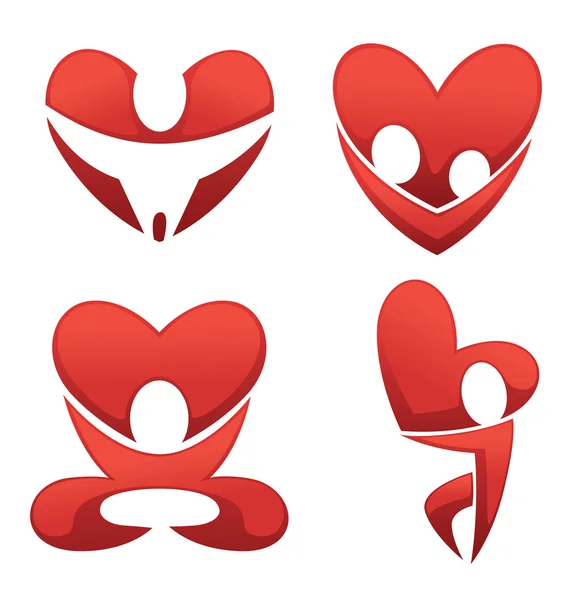 Colección vectorial de amor y corazón símbolos abstractos — Vector de stock