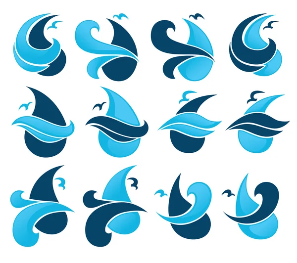Vatten designelement, emblem, tecken och symboler — Stock vektor