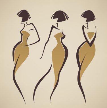 Vector collection of girls in retro style