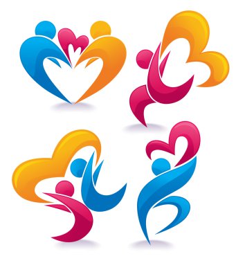 parlak aşk, kalpleri ve soyut p vektör toplama