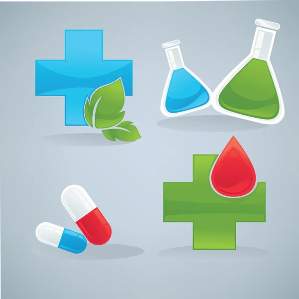 Collection vectorielle de symboles et d'icônes de la médecine et des soins de santé — Image vectorielle