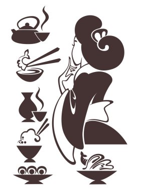 Japon kızı geleneksel gıda ile vektör görüntü