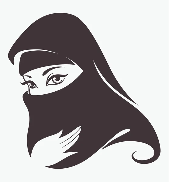 阿拉伯文穆斯林女子，矢量插画的美丽的脸 — 图库矢量图片