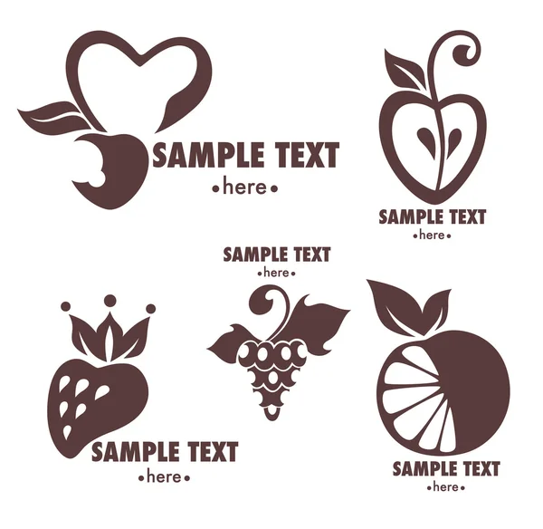 Vector collection of fresh stylized fruits and berries symbols — Stock Vector