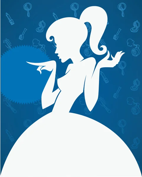Κορίτσι silhouette και καλλυντικά σκίτσα — Διανυσματικό Αρχείο