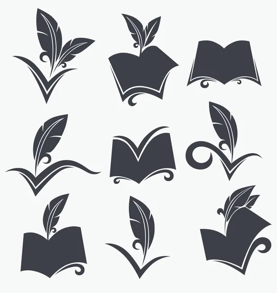 Διανυσματικά συλλογή της ανάγνωσης, της γραφής, την ποίηση, λογοτεχνία και Γεια σου — Διανυσματικό Αρχείο