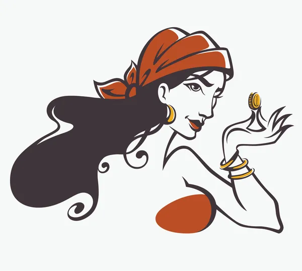 Imagen vectorial de una mujer gitana y atractiva — Vector de stock