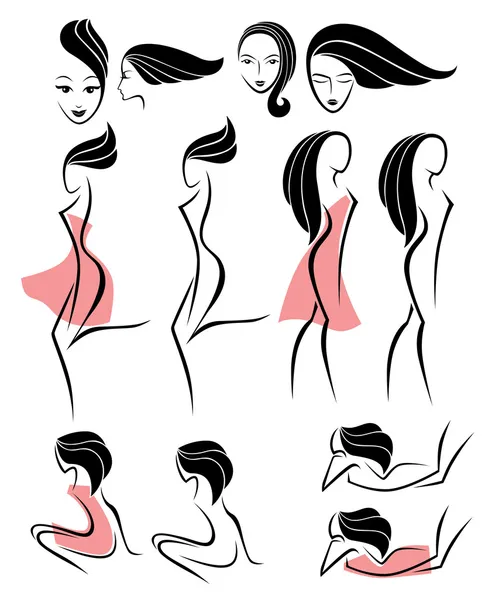 Vector collection of stylized girl 's bodies and dresses — стоковый вектор