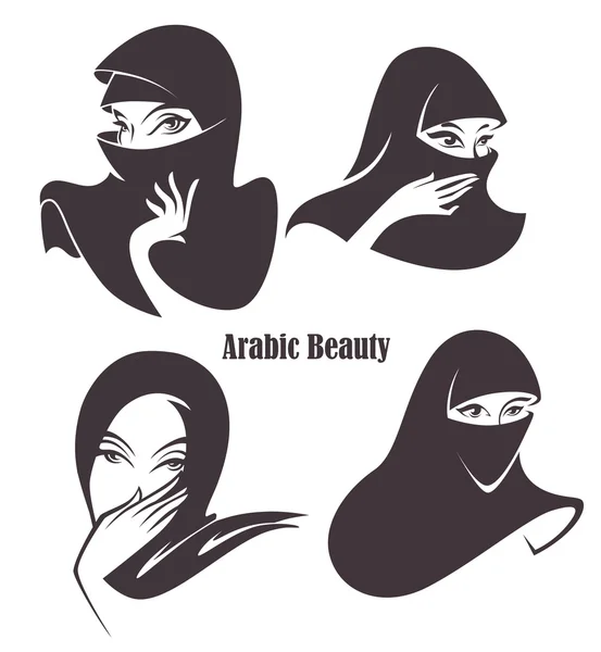 Bela cara de mulher muçulmana árabe — Vetor de Stock