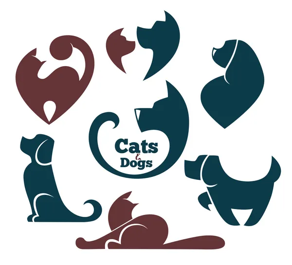 Gatos y perros, mi mascota favorita — Archivo Imágenes Vectoriales