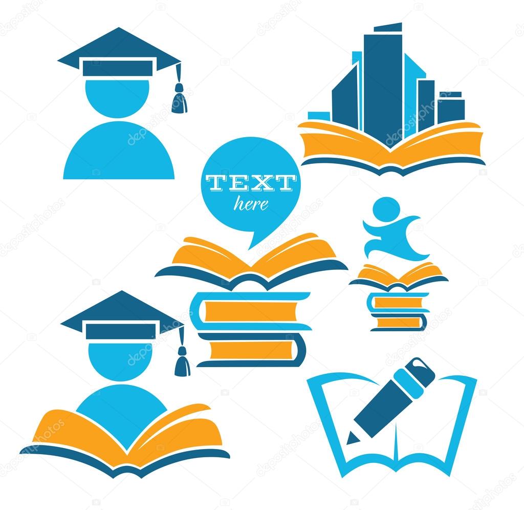 Education in university, vector collection of reading symbols