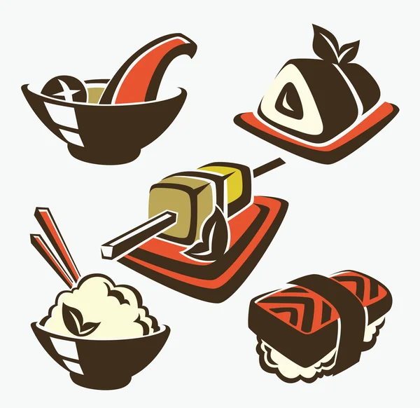 Collection vectorielle de symboles alimentaires japonais — Image vectorielle