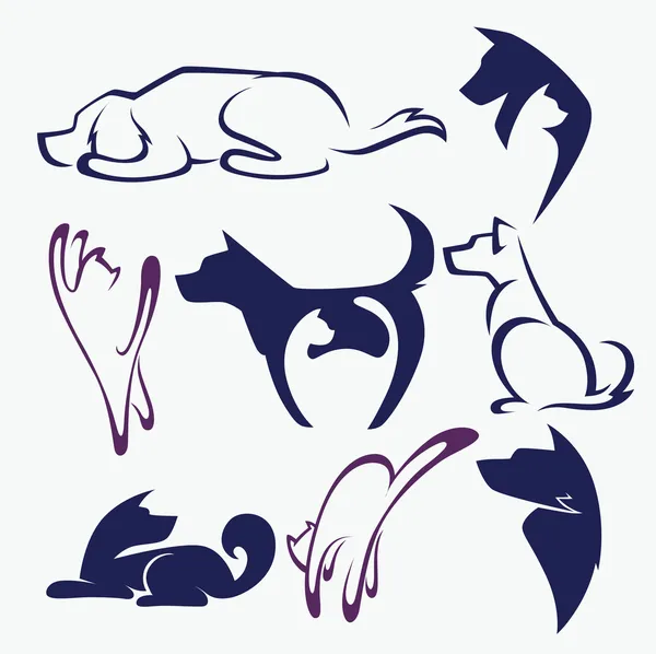 Benim favori evcil hayvan sembolleri vektör toplama — Stok Vektör