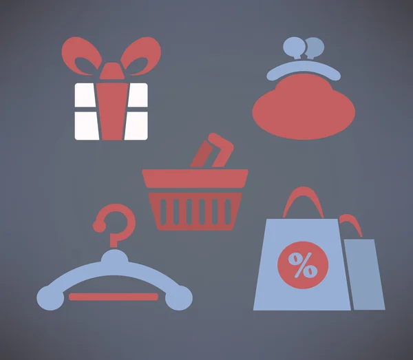 Vector shopping icons in cartoon infographic style — Stock Vector