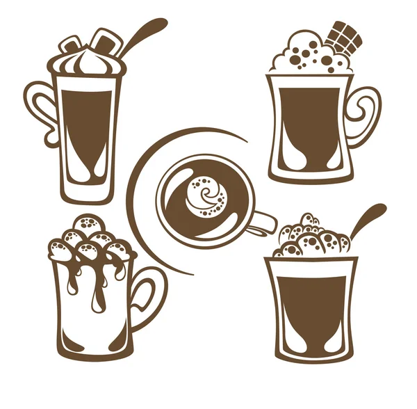 Hot and sweet drinks symbols and emblems — Stock Vector