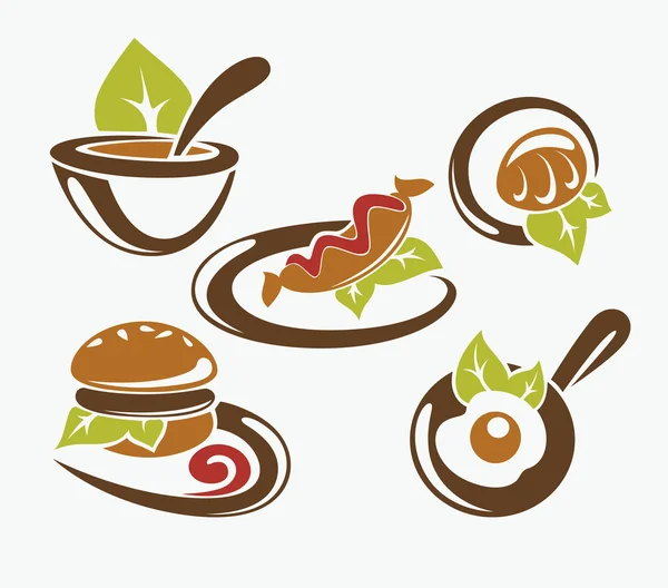 Common fast food and everyday meal, vector collection — Stock Illustration Common fast food and everyday meal, vector collection Stock Illustration