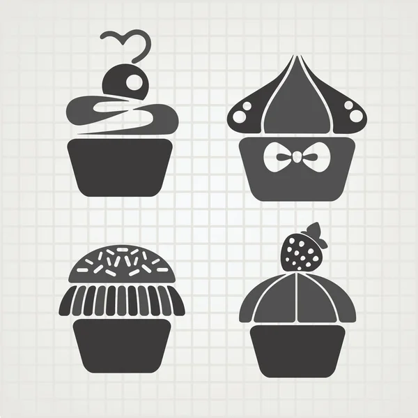 Gâteaux et bonbons drôles et plats — Image vectorielle