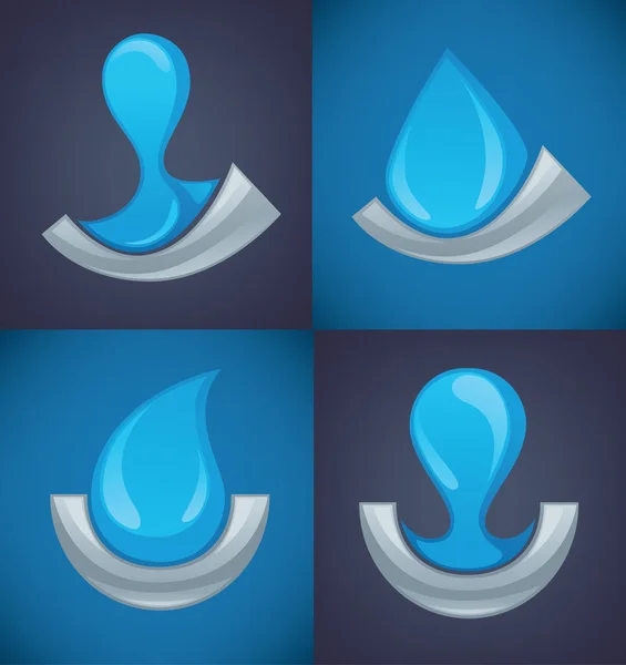 Set di elementi di design dell'acqua, emblemi, segni e icone — Vettoriale Stock